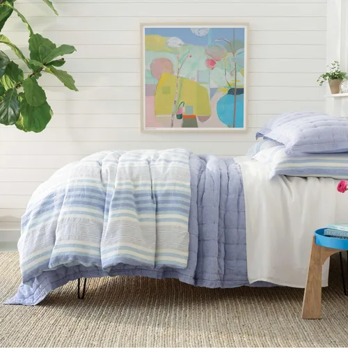 Vista 5 de Pine Cone Hill Lush Linen - Fundas de almohada blancas, tamaño King, patrón sólido blanco