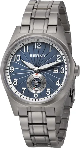 Vista 11 de BERNY Reloj automático de titanio para hombre, relojes de pulsera clásicos de titanio completo