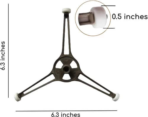Vista 5 de Paquete de 1 bandeja de placa giratoria plana para horno de microondas, soporte giratorio de triple brazo con ruedas, brazo de repuesto de rodillo
