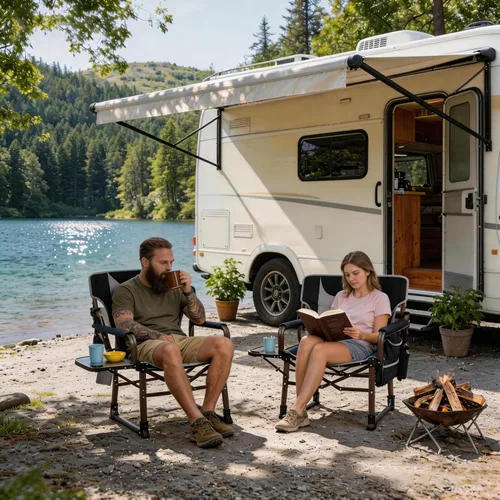 Vista 2 de SUNNYFEEL Silla de directores de campamento de gran tamaño, paquete de 2 sillas de campamento plegables portátiles para adultos, soporta 600 libras