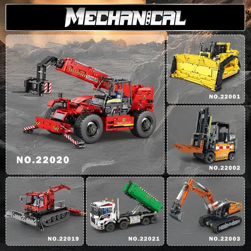 Vista 6 de Reobrix Juego de Bloques de Construcción de Brazo Telescópico con Motor, Modelo Mecánico de Grúa RC, Juego de Camión de Hormigonera de Control