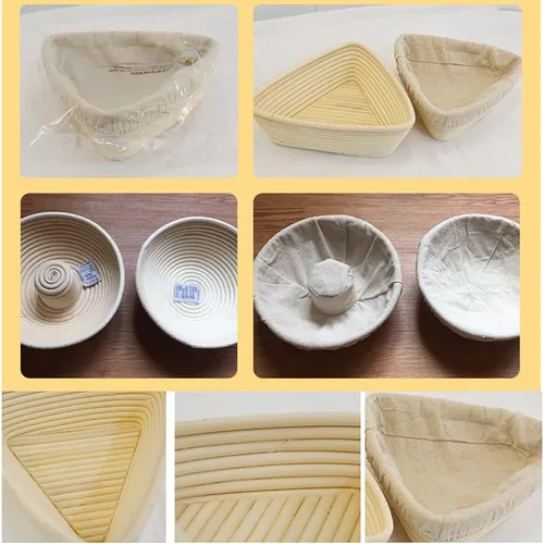 Vista 9 de Surakey Panadería - Cesta de pan, triangular, para hacer pan, para el hogar, cocina, pan de masa madre, para hornear, ratán, pan, fermentación