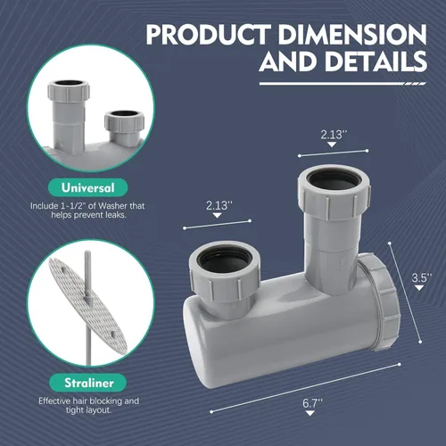 Vista 3 de LukLoy 1 paquete de trampa universal para el cabello de salón para fregadero de champú, cámara de captura de PVC de 1-1/2 pulgadas para fregadero