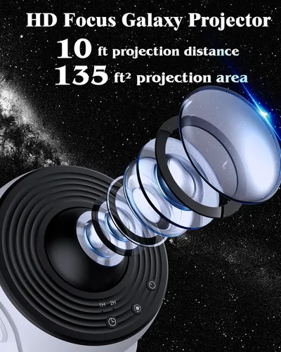 Vista 5 de Proyector de planetario para dormitorio, proyector de estrellas 13 en 1, luz de galaxia, luz nocturna de techo, iluminación de estado de ánimo