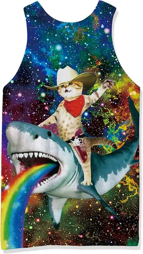 Vista 2 de Loveternal Camiseta sin mangas con estampado 3D para hombre, de verano, informal, de poliéster, gimnasio, entrenamiento, culturismo, camisetas sin