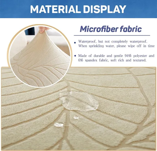 Vista 3 de Funda de cojín impermeable para sofá, tamaño mediano y grande, suave, extraíble, elástica, protector de muebles para mascotas, gatos, perros, beige