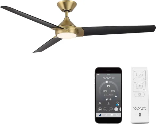 Vista 10 de WAC Lighting F-088L-BN/MB Zelda - Ventilador de techo para interiores, níquel cepillado, negro mate