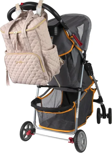 Vista 6 de Jessica Simpson Mochila acolchada para pañales con bolsillos aislados, cambiador portátil, correas de cochecito, inserto organizador de 3 piezas