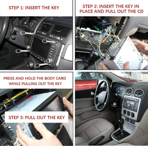 Vista 4 de Kit de herramientas de extracción de radio de 4 piezas, herramienta de extracción de contacto con asas de fácil agarre, compatible con Audi, VW
