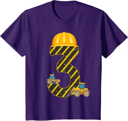 Vista 3 de Camiseta excavadora para niños de 3 años de edad, diseño de excavadora, Negro