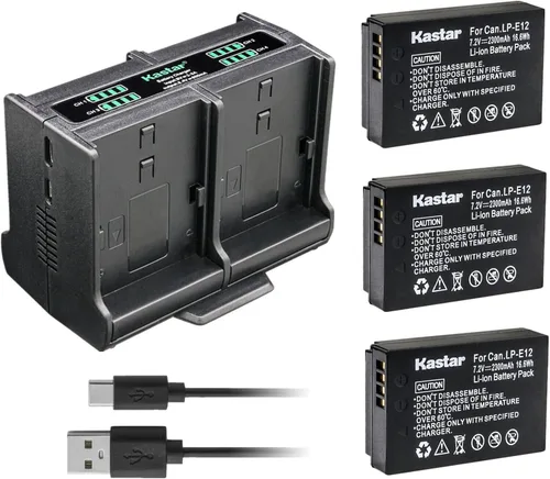 Vista 7 de Kastar Cargador de batería cuádruple LP-E12 compatible con Canon EOS 100D, EOS M, EOS M2, EOS M10, EOS M50, EOS M50 Mark II, EOS M100, EOS M200, EOS