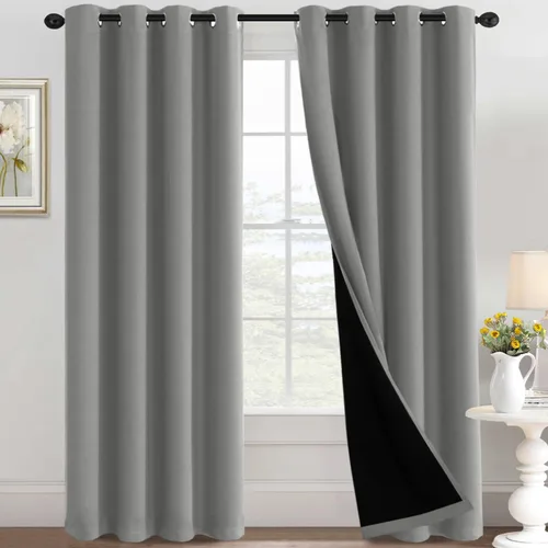 Vista 37 de H.VERSAILTEX Cortinas 100% de opacidad con aislamiento térmico, cortinas opacas completas para sala de estar, cortinas de ventana de eficiencia