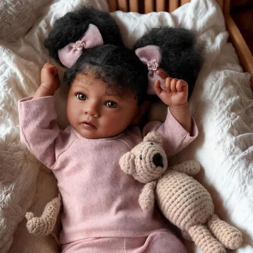 Vista 6 de BABESIDE Muñecas realistas de bebé Reborn de niña negra, cuerpo de vinilo suave de 20 pulgadas, muñecas de bebé recién nacidas hechas a mano