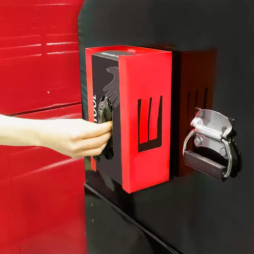 Vista 4 de EMENTOL Soporte magnético para dispensador de guantes/pañuelos, soporte de pared para dispensador de guantes rojos, montaje en caja de herramientas