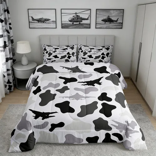 Vista 34 de Manfei Juego de edredón de vaquero occidental tamaño individual, juego de ropa de cama con estampado de calavera de toro, caballo y flecha, 2 piezas