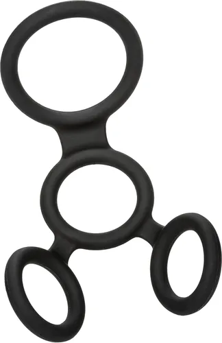 Vista 3 de CalExotics Esparcidor completo de silicona con diseño de 4 anillas, potenciador de erección, (12757_negro)