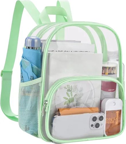 Vista 24 de USPECLARE Minimochila Transparente Aprobada para Estadio para Niños Pequeños y Niñas, Concierto, Festival, Eventos Deportivos, Aguamarina, Mediana