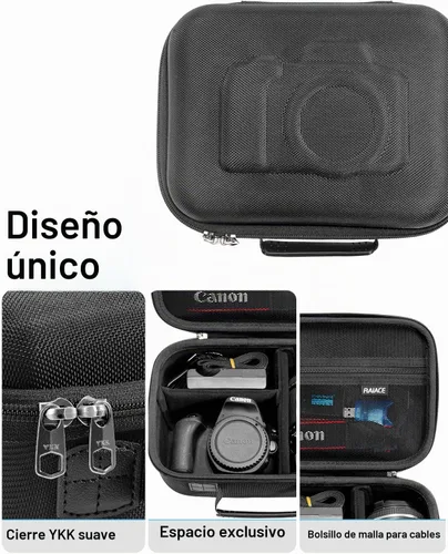 Vista 4 de RAIACE Funda rígida de transporte compatible con Canon EOS Rebel T7 / R100 / R50, para Sony, para cámara Nikon, funda protectora con bolsillo