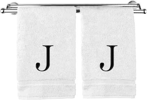 Vista 13 de Toalla de mano monogramada, regalo personalizado, juego de 2 - Toalla bordada con letra de bloque dorada - Extra absorbente 100% algodón turco