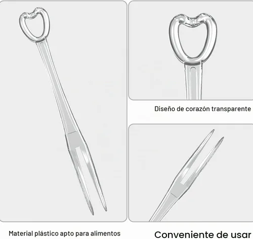 Vista 5 de 300 tenedores desechables de plástico para frutas, mini tenedores para pasteles, aperitivos, tenedores de cóctel, picas de postres pequeños