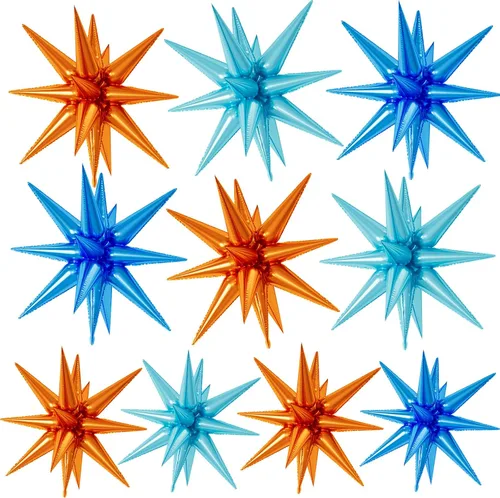 Vista 8 de Globos de papel de aluminio color beige crema, 10 globos grandes de 22 pulgadas de explosión de estrella de cono de café beige crema