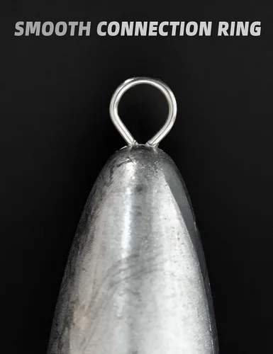 Vista 4 de BLUEWING Torpedo Plomada de Alambre Peso de Pesca para Agua Salada Plomo Bala Anillo Doble 2oz-48oz