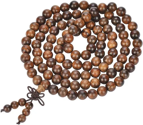 Vista 2 de Mala Beads Pulsera 108 0.315 in Meditación Sándalo Elástico..
