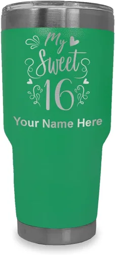 Vista 22 de LaserGram Taza aislada al vacío de 20 onzas, My Sweet 16, grabado personalizado incluido (gris)