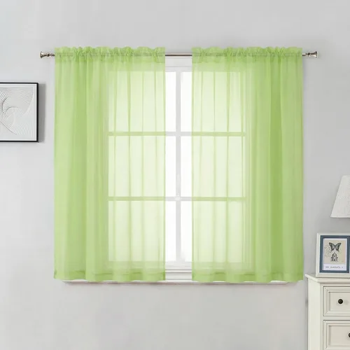 Vista 171 de Aiyufeng 2 paneles de cenefa transparente negra de 14 pulgadas de largo, cortinas cortas negras transparentes para dormitorio, cortinas de cocina
