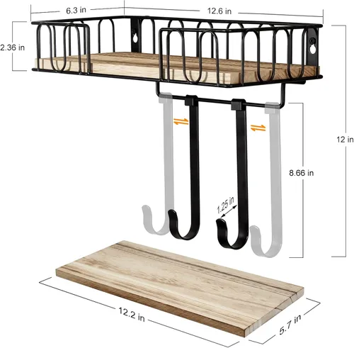 Vista 6 de TJ.MOREE Soporte para tabla de planchar de metal para colgar en la pared, para plancha y tabla de planchar, decoración de cuarto de servicio