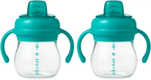 Vista 8 de OXO Tot Transitions - Vaso para sorber de boquilla suave con asas extraíbles, 6 onzas, flor Blossom