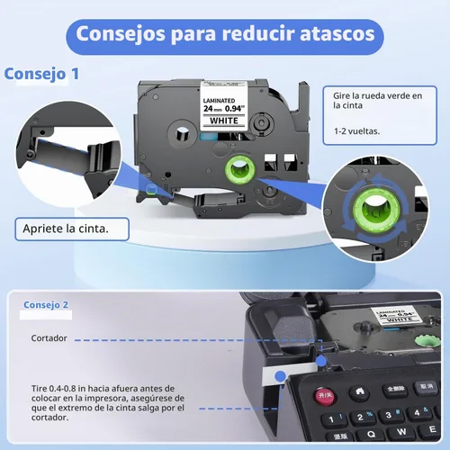 Vista 7 de TZe-251 - Recambio de cinta para etiquetadora de 0.945 in 0.94 compatible Negro sobre blanco