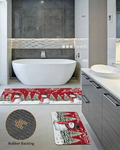 Vista 5 de Tapete de baño de muñeco de nieve para bañera, antideslizante, de secado rápido y absorbente, tierra de diatomeas, fregadero, dormitorio, cocina