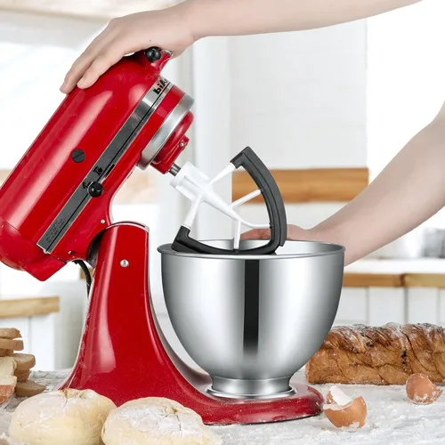 Vista 5 de Batidor de borde flexible para accesorio mezclador Kitchenaid, accesorios de ayuda de cocina para batidora, se adapta a cuencos mezcladores