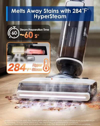 Vista 2 de Tineco Floor ONE S7 Aspiradora y trapeador a vapor inalámbrico todo en uno para limpieza húmeda y seca, lavadora de pisos para limpieza