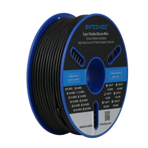 Vista 8 de BNTECHGO Carrete de alambre de silicona calibre 12, 50 pies, color marrón, flexible, 12 AWG, alambre de cobre estañado trenzado