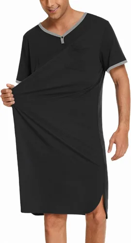 Vista 2 de Ekouaer - Camisón de dormir para hombre con manga corta y cómoda