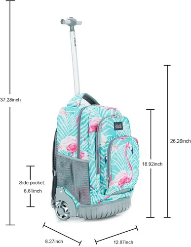 Vista 7 de Tilami Mochila con ruedas para niños y niñas de 18 pulgadas Computadora portátil
