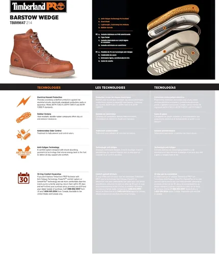 Vista 7 de Timberland PRO Botas de trabajo con cuña Barstow para hombre, marrón, 9 M US, Marrón