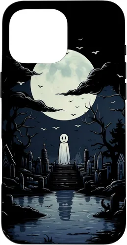 Vista 19 de iPhone 16 Ghost Halloween Cemetery Scary Creepy Case