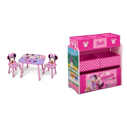 Vista 10 de Delta Children - Juego de mesa y sillas para niños con diseño de Disney Minnie Mouse, set de 3 piezas (incluye 2 sillas) - Ideal para hacer