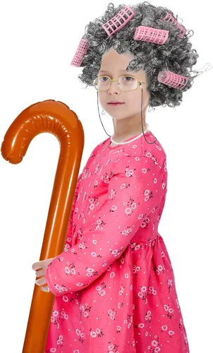 Vista 6 de Yaomiao 8 Pcs Old Lady Costume Set for Girls 100th Day of School Toddler Old Grandma Costume Accessories for Girls 100 Days