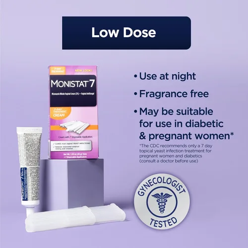 Vista 6 de Monistat 7 - Tratamiento para candidiasis de 7 días para mujeres, crema de miconazol (tubo de 45g) y 7 aplicadores, para el alivio de la picazón