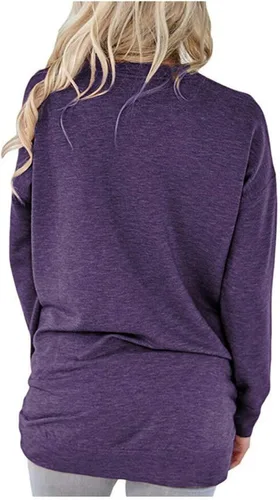 Vista 4 de onlypuff Sudaderas tipo túnica con estampado de bolsillo para mujer