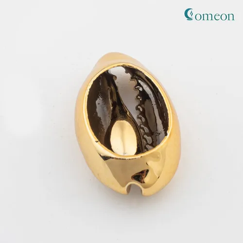 Vista 3 de Comeon Acerca de 50 cuentas de concha galvanizadas doradas, conchas de cauri naturales, para pulseras de tobillo Wakiki Hawaii, manualidades