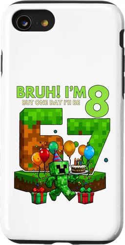 Vista 18 de Bruh I'm 8 But One-Day I'll Be 67 Retro 8th Birthday Kids Case for iPhone 17