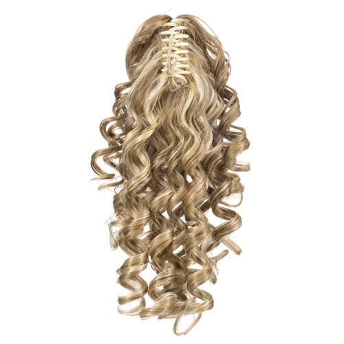 Vista 3 de 12-Pulgadas Extensiones de Cola de Caballo Cortas con Rizos de Tornillo y Pinza de Gancho Extensiones de Cabello Sintético con Cordón Extensiones