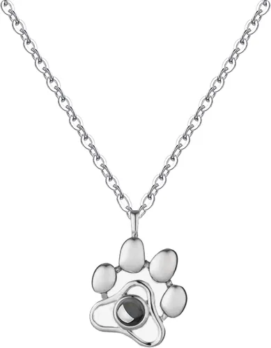 Vista 2 de Personalized Photo Projection Necklace Dog Paw Print Necklace I Love You Necklace 100 Languages 925 Sterling Silver Pendant Necklace Jewelry Gifts