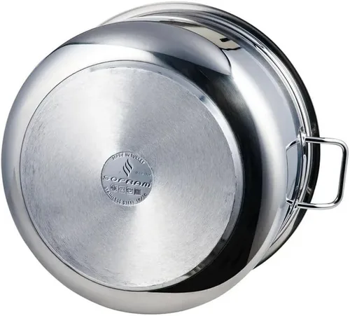Vista 8 de Olla profunda de acero inoxidable con tapa de vidrio, olla para sopa olla de cocción profunda adecuada para estufa de inducción