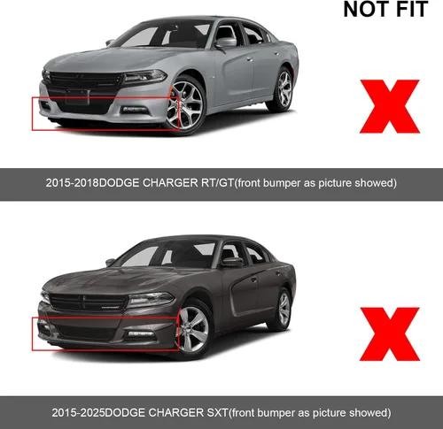 Vista 4 de Protector divisor de labios para parachoques delantero de repuesto para Dodge Charger Scat Pack/SRT modelos 2015-2024 2025 y GT/RT/SCAT modelos